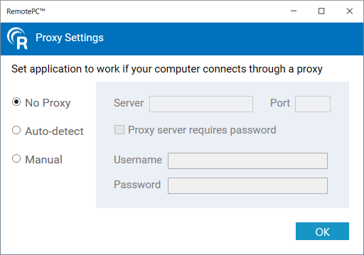 Configuração de proxy